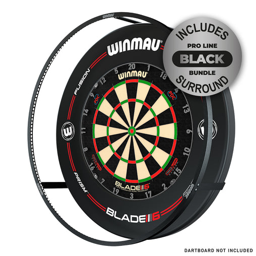 Winmau Plasma Dartboard LED Beleuchtung & Black Proline Surround Bundle