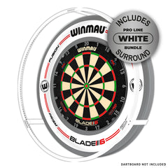 Winmau Plasma ICE Dartboard LED Beleuchtung & Grey/White Pro-Line Surround Bundle