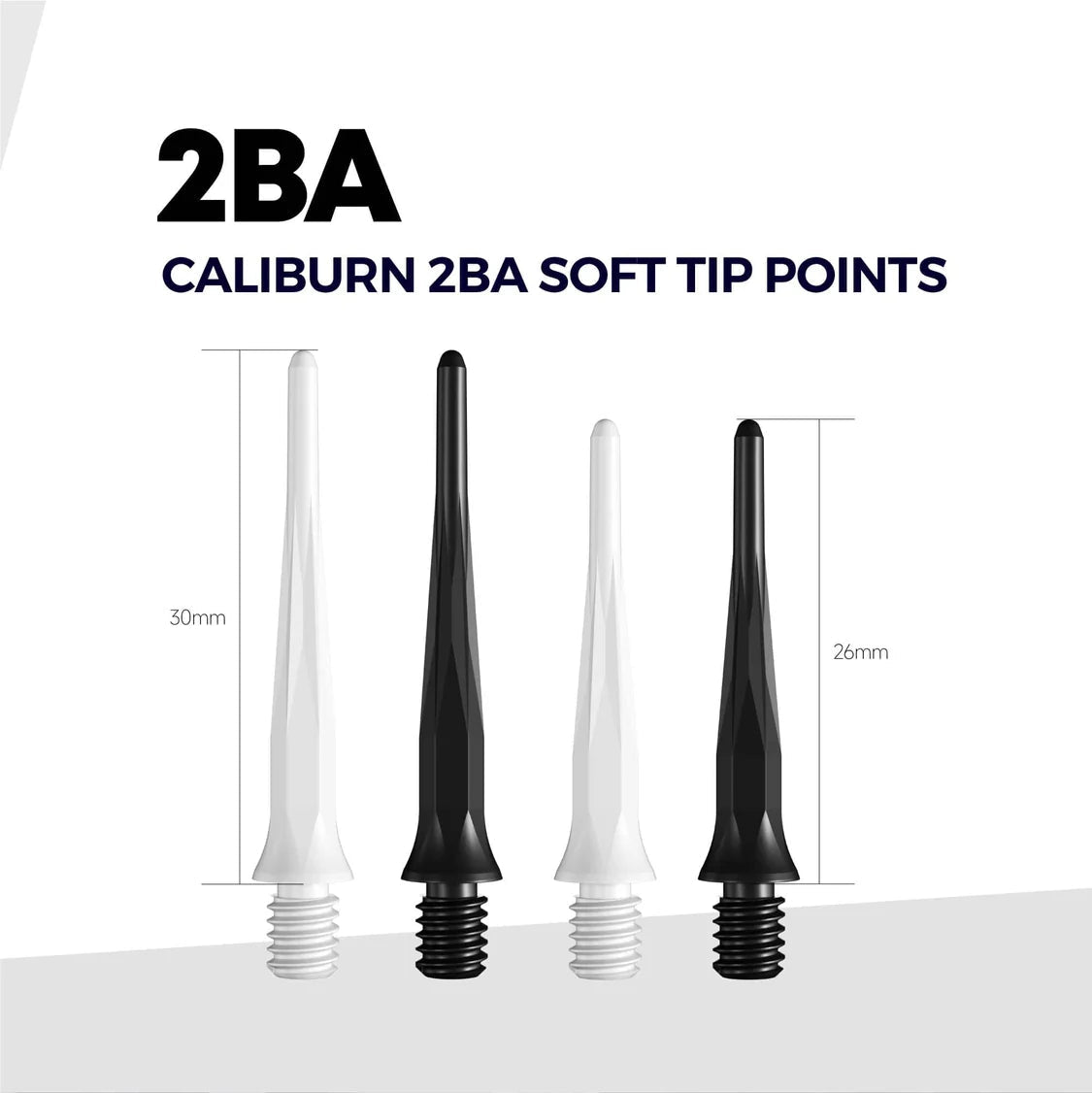 Caliburn Dartspitzen 2BA Soft Tip Points - 50 Stück - Schwarz - 26 mm - FutureDart