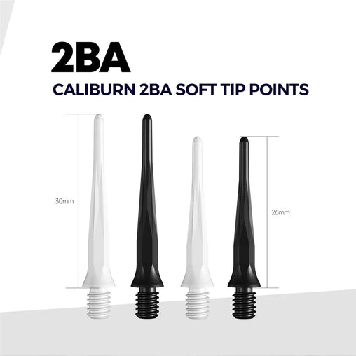 Caliburn Dartspitzen 2BA Soft Tip Points - 50 Stück - Schwarz - 26 mm - FutureDart