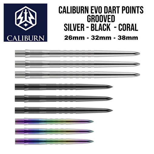 Caliburn Evo Dart Points Grooved Silver - Black - Coral - Silver - 26 mm - FutureDart