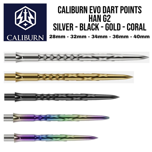 Caliburn Evo Dart Points Han G2 Silver - Black - Gold - Coral - Silver - 28 mm - FutureDart