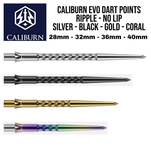 Caliburn Evo Dart Points Ripple - No Lip Silver - Black - Gold - Coral - Silver - 28 mm - FutureDart