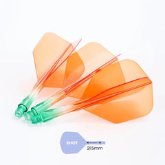 Caliburn SUP Flights - Moulded Flight & Shaft - Standard No6 - Two Tone - Green - Orange - Short 21.5 mm - FutureDart
