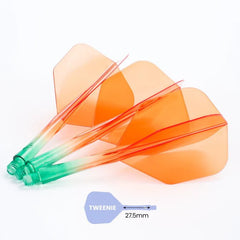 Caliburn SUP Flights - Moulded Flight & Shaft - Standard No6 - Two Tone - Green - Orange - Tweenie 27.5 mm - FutureDart