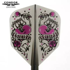 Condor Zero Stress Heart Small Flight Stems Shafts - Glitter Silver - S= 21.5mm - FutureDart