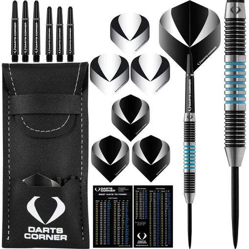 Darts Corner Marine 80% Aqua Black Steeldarts 21g, 23g, 25g - M6 - 21g - FutureDart