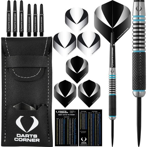 Darts Corner Marine 80% Aqua Black Steeldarts 22g, 24g, 26g - M4 - 22g - FutureDart