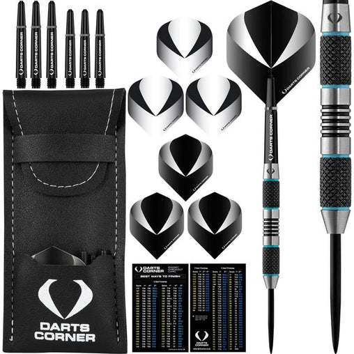 Darts Corner Marine 80% Aqua Black Steeldarts 22g, 24g - M1 - 22g - FutureDart