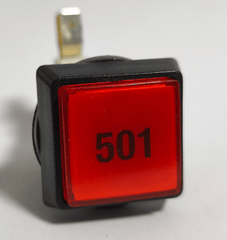 Drucktaster mit Mikroschalter und Led Birne - mit Beschriftung z.B. für Löwen Dartgeräte - 501 - FutureDart