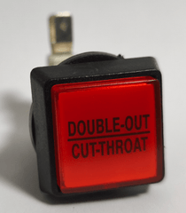 Drucktaster mit Mikroschalter und Led Birne - mit Beschriftung z.B. für Löwen Dartgeräte - Double Out Cut Throat - FutureDart