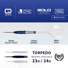 Harrows GEO Torpedo Quick Point Steeldarts 23g, 24g - 23g - FutureDart