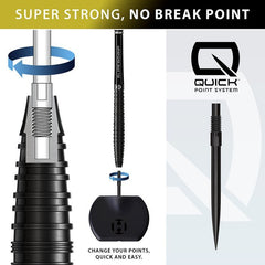 Harrows NX90 Black Edition Quick Points Steeldarts 21g, 22g, 23g, 24g, 25g, 26g - 21g - FutureDart