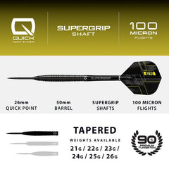 Harrows NX90 Black Edition Quick Points Steeldarts 21g, 22g, 23g, 24g, 25g, 26g - 21g - FutureDart