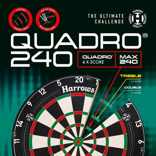 Harrows Quadro 240 Steeldartboard - FutureDart