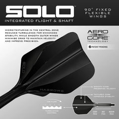 Harrows Solo: Integrated Flight and Shaft No6 - Short 20mm - Black - FutureDart