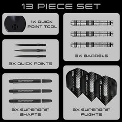 Harrows Supergrip QP Tapered Quick Point Steeldarts 22g, 23g, 24g, 26g, 28g, 30g - 22g - FutureDart