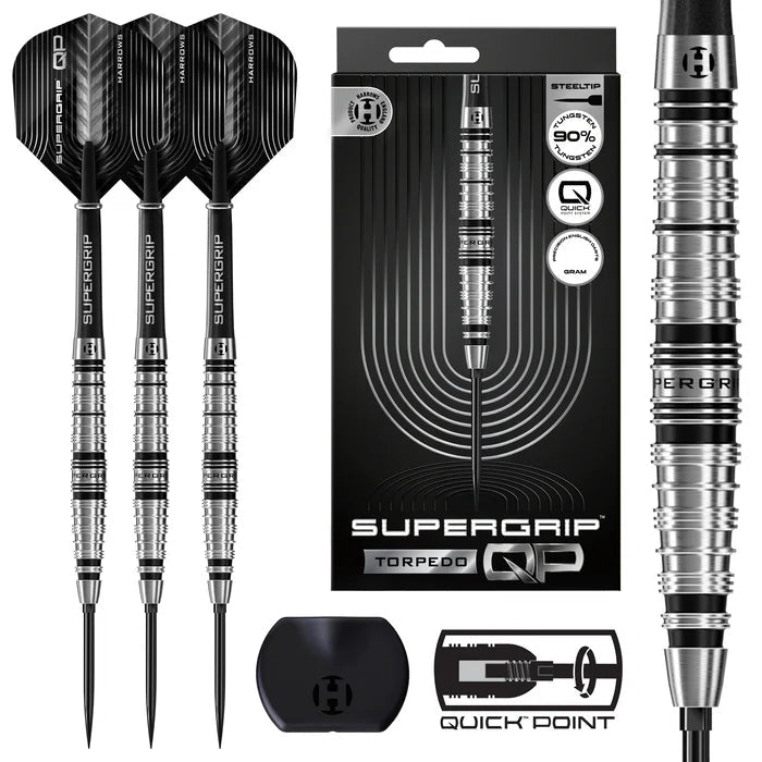 Harrows Supergrip Torpedo 90% Quick Point Steeldarts 22g, 23g, 24g - 22g - FutureDart