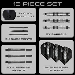 Harrows Supergrip Torpedo 90% Quick Point Steeldarts 22g, 23g, 24g - 22g - FutureDart