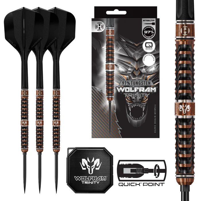 Harrows Supergrip Wolfram Trinity 97% Quick Point Steeldarts 21g, 22g, 23g, 24g, 25g, 26g - 21g - FutureDart