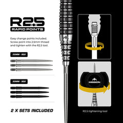 Mission Cameron Carolissen R2.5 Steeldarts 95% Tungsten 21g, 23g - 21g - FutureDart