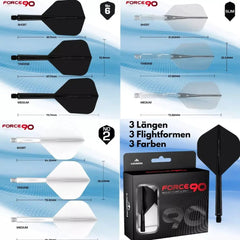 Mission Force 90 Moulded Flight & Shaft System - 3 Farben, Längen & Flightformen - Standard No2 - Short - Black - FutureDart
