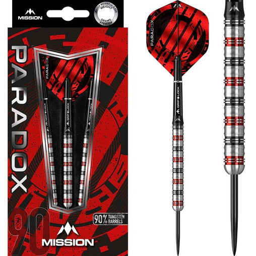 Mission Paradox Steeldarts - Straight - M1 - Electro Black & Red 21g, 23g, 25g - 21g - FutureDart