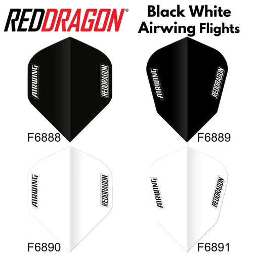 Red Dragon Black White Airwing Moulded Flights - F6888 - FutureDart