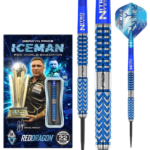 Red Dragon Gerwyn Price Glacier Steeldarts 22g, 24g, 26g - 22g - FutureDart
