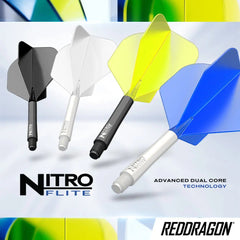 Red Dragon Nitro Flite Integrated Flight and Shaft No2 - White - Black - Short 19.5mm - FutureDart