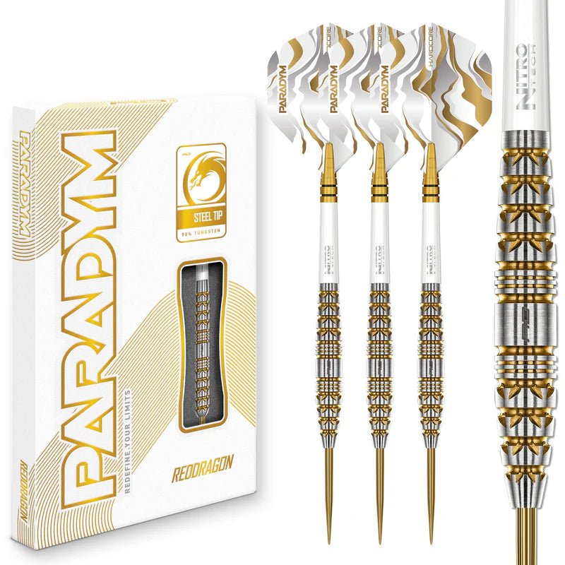 Red Dragon Paradym Darts – Gold & Silver Torpedo Steeldarts 23g, 25g - 23g - FutureDart