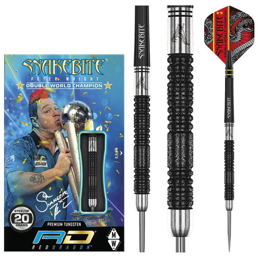 Red Dragon Peter Wright Double World Champion SE Black Steeldarts 20g, 22g, 24g - 20g - FutureDart