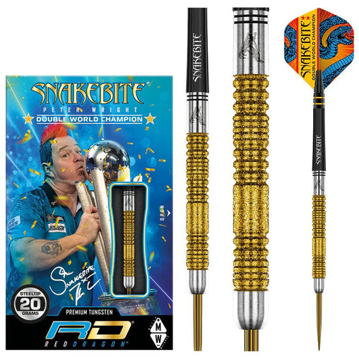 Red Dragon Peter Wright DOUBLE WORLD CHAMPION SE GOLD PLUS Steeldarts 20g, 22g, 24g - 20g - FutureDart