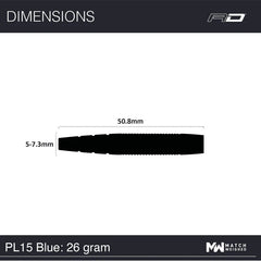 Red Dragon Peter Wright Premier League PL 15 Blue Steeldarts 22g, 24g, 26g - 22g - FutureDart