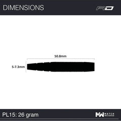 Red Dragon Peter Wright Premier League PL 15 Steeldarts 22g, 24g, 26g - 22g - FutureDart