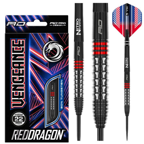 Red Dragon Vengeance Red Steeldarts 22g, 24g - 22g - FutureDart