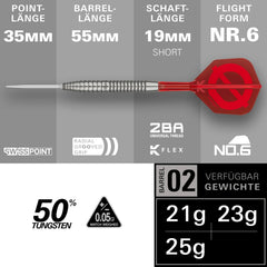 Target Group O 02 Swiss Points Steeldarts 21g, 23g, 25g - 21g - FutureDart