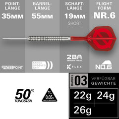Target Group O 03 Swiss Points Steeldarts 22g, 24g, 26g - 22g - FutureDart