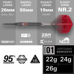 Target Nathan Aspinall 95K Swiss Point Steeldarts 22g, 24g, 26g - 22g - FutureDart