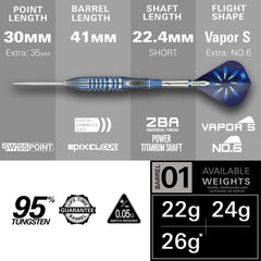 Target Phil Taylor Gx2 Swiss Point Steeldarts 22g, 24g, 26g - 22g - FutureDart
