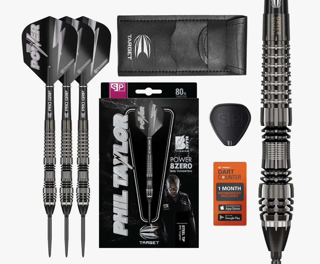 Target Phil Taylor Power 8 - Zero Black P8Z4 Swiss Point Steeldarts 21g, 23g, 25g - 21g - FutureDart