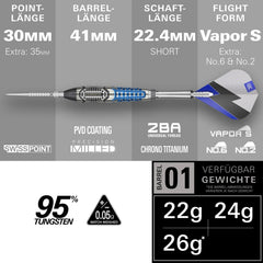 Target Phil Taylor Power X Chrono Swiss Points Steeldarts - 22g - FutureDart