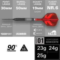 Target Shift Swiss Points Steeldarts 23g, 24g, 25g - 23g - FutureDart