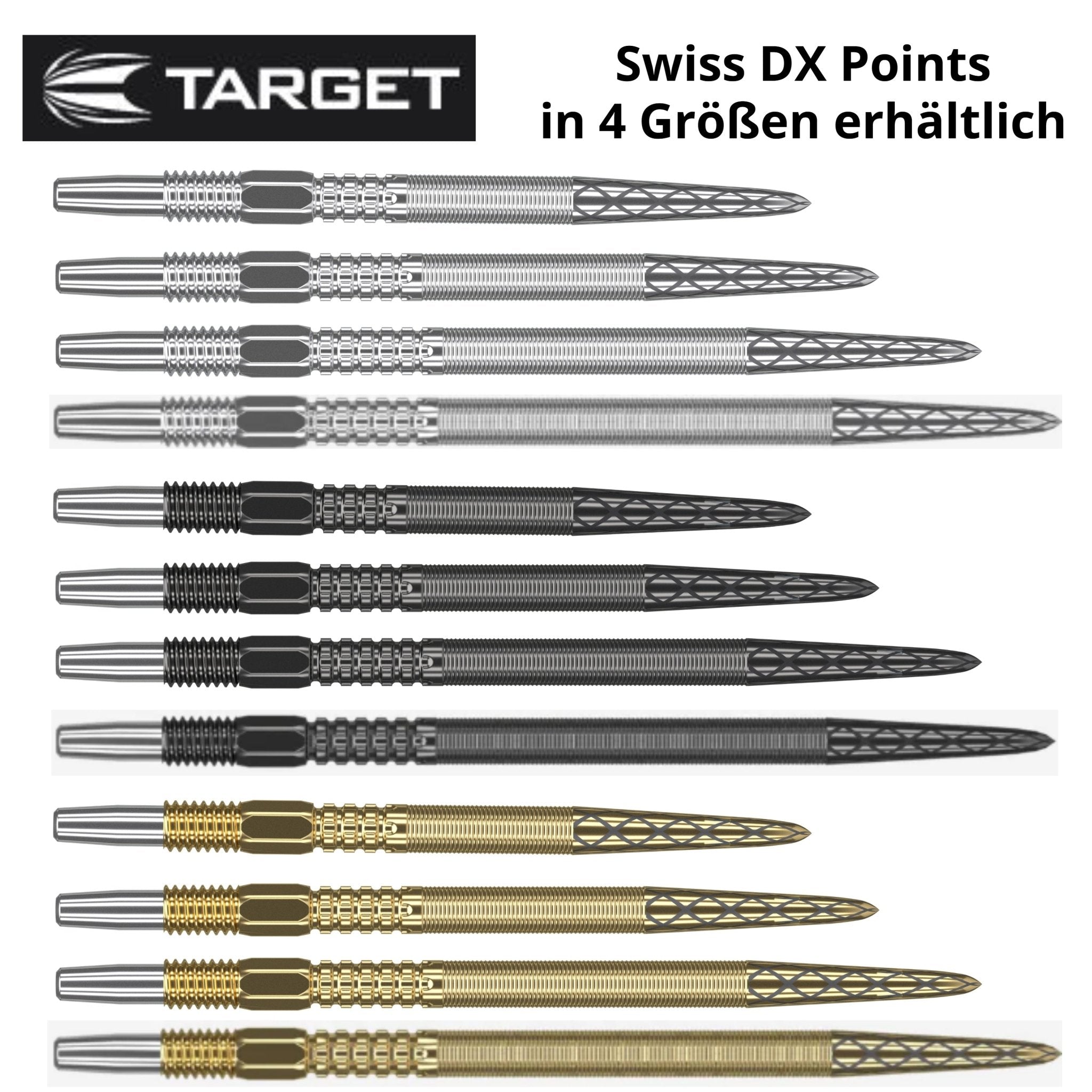 Target Swiss DX Point Silber, Schwarz, Gold - Silber - 26 mm - FutureDart