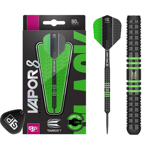 Target Vapor8 Black Green Swiss Point Steeldarts 22g, 24g, 26g - 22g - FutureDart