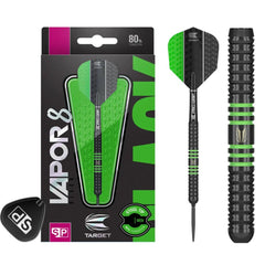 Target Vapor8 Black Green Swiss Point Steeldarts 22g, 24g, 26g - 22g - FutureDart