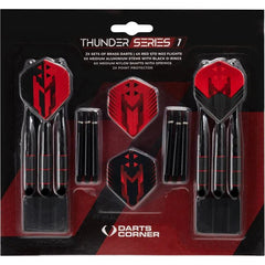 Thunder Series 1 - Steeldarts Brass - 2 Sets Darts - M1 - Black & Red - 22g - FutureDart