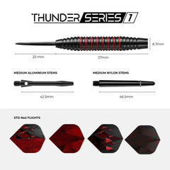 Thunder Series 1 - Steeldarts Brass - 2 Sets Darts - M3 - Black & Red - 23g - FutureDart