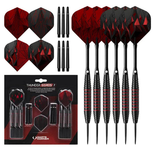 Thunder Series 1 - Steeldarts Brass - 2 Sets Darts - M3 - Black & Red - 23g - FutureDart