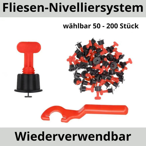 Wiederverwendbares Fliesen - Nivelliersystem - 50 Stück + 1 Hakenschlüssel - FutureDart